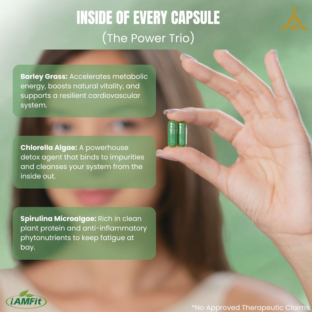 iAMFit ImmuniTree Barley with Chlorella &amp; Spirulina Capsules