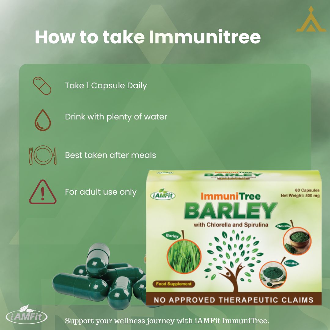 iAMFit ImmuniTree Barley with Chlorella &amp; Spirulina Capsules
